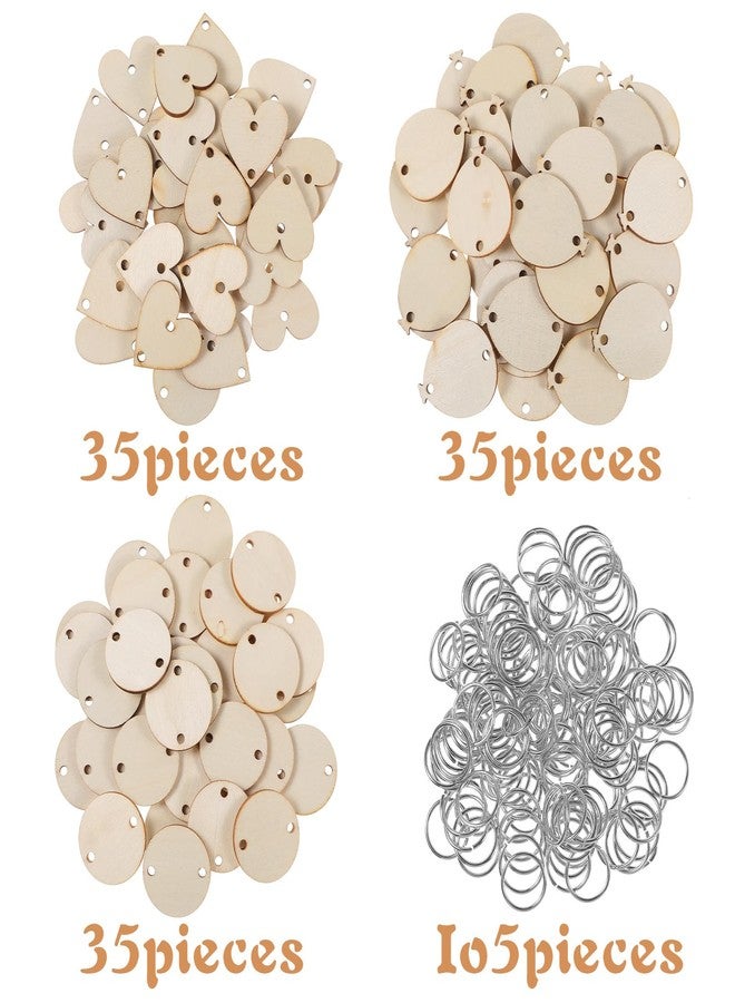 Exircy 210Pcs Family Birthday Plaque Tags Wooden Heart Balloon Circle Tags with Holes and Ring DIY Wooden Ornaments Embellishments for Family Sign Birthday Calendar, Valentine, Chore Board Wood Crafts - Image 3